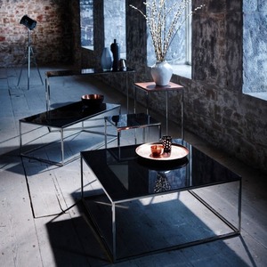 Table basse finition argentée dessus en verre transparent cadre en métal moderne décor à la maison meubles usine exportation fournisseur personnalisé vente en gros - Product Image 2