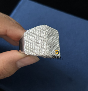 Bijoux Hip Hop Bague Brillant Coupe Ronde Moissanite Mens Iced Out Bague Argent Sterling 925 Style Luxueux Rappeurs Pinky Anneau - Product Image 2