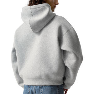 Sweat-shirts à capuche zippés pour hommes, en molleton de coton de couleur unie, coupe décontractée, avec logo imprimé sur le devant et épaules tombantes, idéaux pour l'automne - Product Image 3