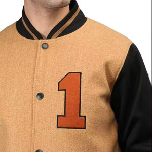 Chaqueta universitaria de lana de alta calidad para hombre, bombardero de cuero de invierno con logotipo personalizado, bordado de chenilla, doble botonadura - Product Image 1