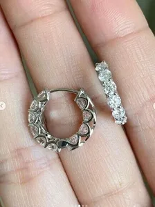 925 argent 2Ct coupe ronde véritable Moissanite boucles d'oreilles Hip Hop Style femmes pour mariage fiançailles fête ou cadeau - Product Image 5