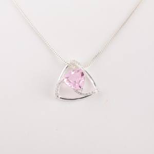 Pendentif en forme de larme en Morganite, design Illuminati, fait à la main, en alliage de cuivre, bijoux en pierres précieuses, qualité supérieure, certifié IGI - Product Image 3