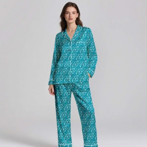 Cómoda ropa de dormir de invierno para mujer, 2 uds., conjunto de pijamas de manga larga, pijamas bonitos para Navidad, suministro ODM - Product Image 2