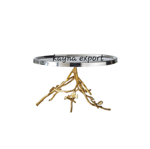 ขาตั้งเค้กโลหะดีไซน์เนอร์ ท็อปสีเงิน ขาตั้งกิ่งไม้โลหะสีทอง ออกแบบโลโก้ตามสั่ง พิมพ์ลาย รูปทรงกลม อุปกรณ์ทำเค้กทำมือ - Product Image 4