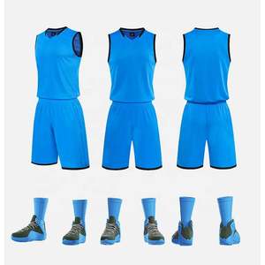 ชุดบาสเก็ตบอลตาข่ายแบบใหม่ ปี 2026  ระบายอากาศได้ดี  สีน้ำเงิน  ผลิตตามสั่งในปากีสถาน - Product Image 1