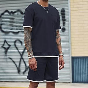 Impression personnalisée t-shirt surdimensionné et short de jogging empilés ensemble pour hommes vêtements ensemble court 2 pièces vêtements de sport pour hommes logo personnalisé - Product Image 4