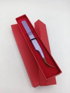 Pince à épiler professionnelle GETUP BROSONS IMPEX avec logo personnalisé, outils de beauté, revêtement poudré violet brillant, pointe incurvée en or rose - Product Image 6