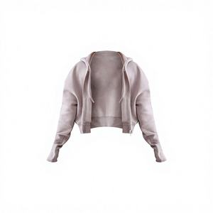 เสื้อฮู้ดครอปทรงทันสมัยสำหรับผู้หญิง ผ้าทอ 470 GSM ผสมคอตตอนและโพลีเอสเตอร์ เสื้อกันหนาวลำลองสำหรับฤดูหนาว รับผลิตแบบ OEM ป้ายกำกับส่วนตัว ป้องกันการหดตัว - Product Image 1