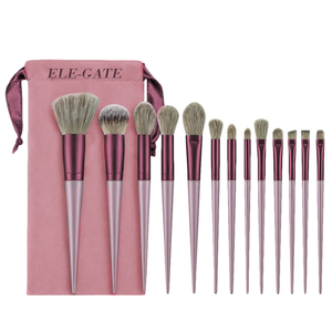 Ensemble professionnel de 13 pinceaux à cheveux synthétiques émeraude, manche verni, pour le maquillage du visage, des lèvres et des yeux, comprend un pinceau à poudre, 13 pièces/ensemble - Product Image 4