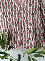 Veste matelassée réversible en coton et lin pour femme, de qualité supérieure, fabriquée à la main en Inde, style Jaipuri, imprimée à motifs floraux, collection automne-hiver