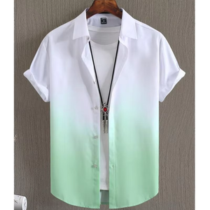 Camisa Casual de Manga Corta para Hombre, con Degradado de Color, Cuello Clásico, Transpirable, de Poliéster Popelina, para Verano - Product Image 2