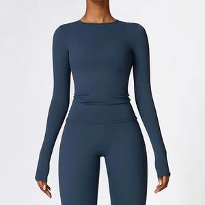 ชุดโยคะ2ชิ้นเอวสูงสำหรับผู้หญิงชุดออกกำลังกายและสปอร์ตบราระบายอากาศได้ดีมีรูปแบบสีพื้น - Product Image 5