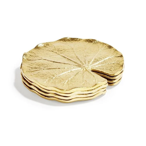 Sous-verre de luxe en laiton, motif feuille martelé, finition dorée mate polie, fait main, écologique, réutilisable, style campagnard - Product Image 6