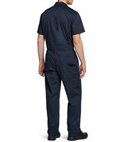 Combinaison de travail pour homme en coton à manches courtes, zippée sur le devant, imperméable, coupe-vent, respirante, en sergé, résistante aux taches et aux plis, avec dos actionnel