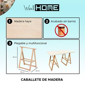 WELL HOME Cavalletto in Legno di Faggio 83cm di Altezza Finitura Non Verniciata Accessorio per Arte Murale - Product Image 2