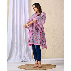 Caftán de Algodón Transpirable con Estampado a Mano, Estilo Elegante y Casual para Mujer, Ideal para el Verano y la Playa, Talla Única, OEM/ODM Disponible - Product Image 4