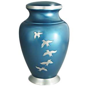 Urne funéraire artisanale en laiton et aluminium pour cendres humaines avec un design moderne, souvenir commémoratif - Product Image 1