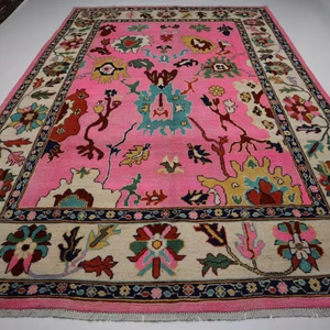 Tapis abstrait persan noué à la main de conception moderne tapis de belle couleur vibrante taille personnalisable tapis et ensembles - Product Image 1