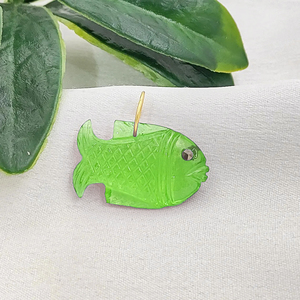Handmade Carved Peridot Quartz Fish Charm Peridot Quartz Fish <b>Pendant</b> For Jewelry Making Gold Plated Silver Loop Wholesale Charm - Product Image 1