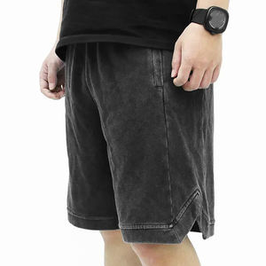 Pantalones cortos transpirables lavados con ácido para hombre, pantalones cortos de cintura con cordón de peso pesado de último diseño para hombre - Product Image 3