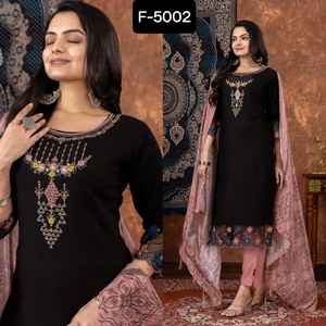 Material de rayón de estilo indio y paquistaní Salwar Kameez con trabajo de bordado y conjunto de Dupatta con estampado Bandhani para ropa de Festival - Product Image 4