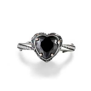 Jeulia Rhodium Plated Sterling <b>Silver</b> Aged Finish <b>Black</b> Heart Twist <b>Ring</b> - Product Image 2