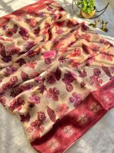 Magnifiques saris en soie douce avec bordure en sari et zari butta en stock pour femmes - Product Image 3