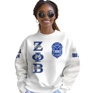Sweat-shirt à col rond pour femmes Zeta Phi Beta Greek Crewneck, sororité 1920, bleu, broderie - Product Image 4