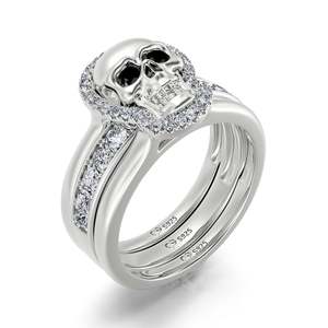 Ensemble de bagues interchangeables en argent sterling avec design de crâne Jeulia Undying Soul - Product Image 2