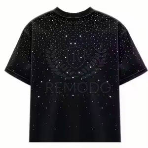 เสื้อยืดไรน์สโตนมีสไตล์สำหรับผู้หญิงเสื้อยืดลำลองติดพลอยเทียมกราฟิกฤดูร้อน - Product Image 1