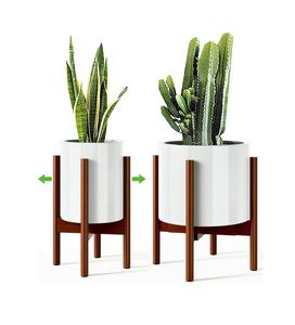 Support de plante réglable d'intérieur, support de plante en bambou de 8 à 12 pouces, support de plante à un seul étage pour plantes d'intérieur, bambou foncé - Product Image 1