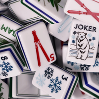 Tuiles de Mahjong Américain de Luxe Let It Snow, Ensemble de 160 Tuiles en Acrylique Premium Noir et Blanc, Collection Designer Ski pour les Fêtes