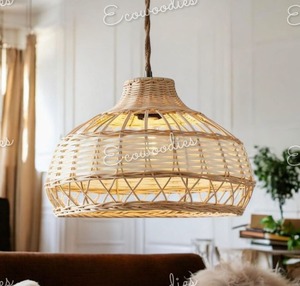 Creative Rattan Design Handmade Bamboo Chandelier Natural Woven <b>Shade</b> Covers Rattan Hand Woven Pendant <b>Lights</b> <b>For</b> Indoor Outdoor - Product Image 2