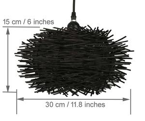 Black <b>Rattan</b> Lampshade Handcrafted by Vietnamese Artisans Sustainable Eco Friendly Lighting <b>Pendant</b> <b>Light</b> Chandelier Lamp - Product Image 5