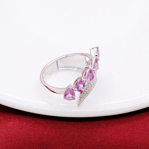 Comprar 2025 Última Colección Natural Rosa Zafiro Y Diamante Anillo En 18K Oro Blanco Piedra Natal Joyería Curativa Para Mujeres - Product Image 3