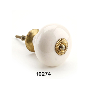 Exportadores indios de perilla de cajón acanalado de cerámica crema perillas de cajón de gabinete y tiradores manija de muebles precio al por mayor - Product Image 2