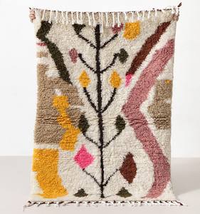 Tapis marocain côtelé moderne moelleux tufté imprimé de ferme tapis en laine marocaine en vrac - Product Image 1