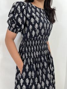 Casual Verano Maxi Vestido Manga Corta Bolsillo Bloque Impreso Floral Indio Algodón Túnicas Bordado Floral Patrón Estilo Indio - Product Image 3