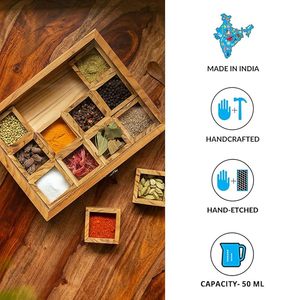 กล่องเครื่องเทศไม้ธรรมชาติ งานฝีมือศิลปะ เป็นมิตรกับสิ่งแวดล้อม ปรับความละเอียดได้ งานไม้ประณีตสำหรับครัวแบบดั้งเดิม - Product Image 5