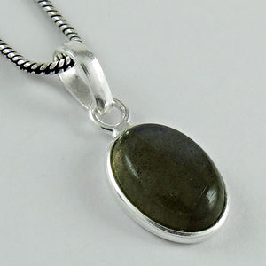 Pendentif en forme d'ovale en argent sterling 925 avec pierre précieuse de labradorite naturelle pour femme, homme, bijoux faits main, vente en gros, fournisseurs - Product Image 1