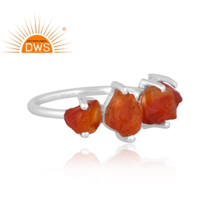 Best Selling Sterling <b>Silver</b> Natural Rough Carnelian Gemstone Stackable <b>Ring</b> Custom Jewelry Manufacturer - Product Image 2