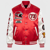Veste de baseball en satin personnalisée avec logo sur le devant pour hommes, avec broderie en chenille, style streetwear, coupe-vent d'hiver, écologique