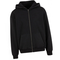 Sudadera con capucha y cremallera para hombre, OEM, 100% de alta calidad, gruesa, 180g, estilo vintage, lavada, negra, teñida, impermeable, para invierno, con logo personalizado, estilo urbano.