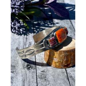 Sheila Tso's Fashion <b>Cuff</b> <b>Bracelet</b> Spiny Oyster & Purple Spiny Sterling <b>Silver</b> - Product Image 3