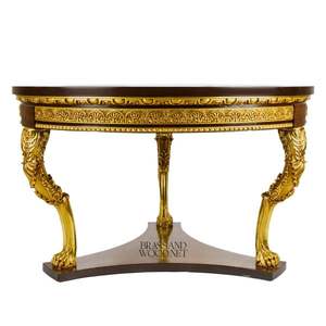 Mesa de Entrada Redonda Clásica de Lujo, Latón y Madera - Product Image 2