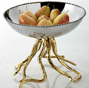 Ensembles élégants de bols de service pour la maison finition argentée Design moderne en aluminium plat martelé bols de service de forme ronde - Product Image 4