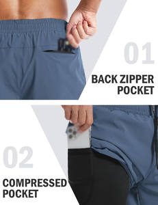 กางเกงขาสั้นตาข่ายสำหรับเล่นกีฬาออกกำลังกายฟิตเนสยิมวิ่งออกกำลังกายกระเป๋าใส่โทรศัพท์สไตล์สปอร์ตออกแบบได้ตามต้องการ - Product Image 5
