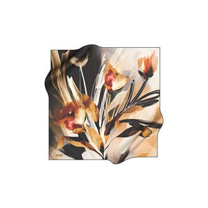 Beige Polyester Twill Square Floral Summer Scarf - Product Image 1