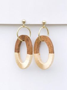 Pendientes con forma de corazón de resina blanca y negra con lámina de oro STYLELISH, Pendientes colgantes de resina de madera geométricos redondos cuadrados - Product Image 6