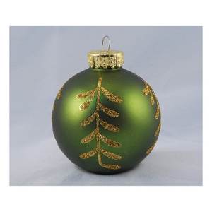 Adorno de Plástico para Árbol de Navidad, Bola de 6cm en Verde y Dorado, Diseño de Santa Claus, TE191600, 1 Pieza - Product Image 3